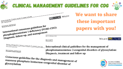 Research papers featuring clinical management guidelines for PMM2-CDG, MPI-CDG and PGM1-CDG